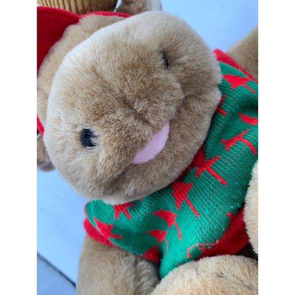 Commonwealth Holiday Moose, 1991 Christmas Tree Decorated Sweater Red Cap Cordur - Picture 6 of 14